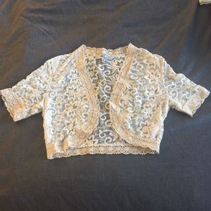 Ivory lace shrug/shoulder-cover for dresses/tanks